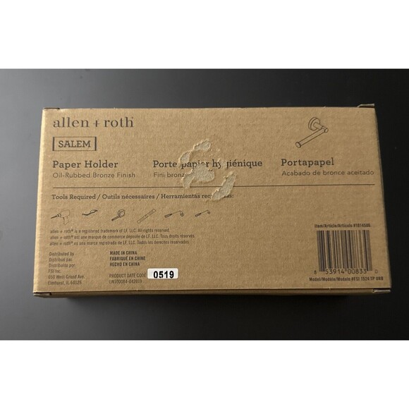 Allen+Roth Salem Toilet Paper Holder Oil-Rubbed Bronze Finish Wall Mount NEW! - Picture 2 of 2